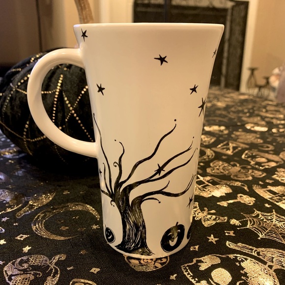 6" Halloween Black White Coffee Mug Trick Or Treat 14Oz Pumpkins 2007 Starbucks - Picture 2 of 5